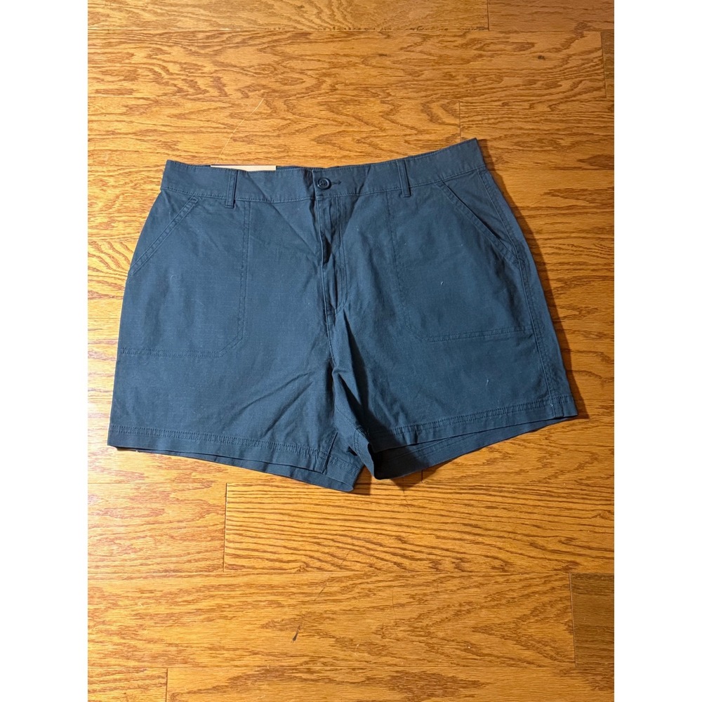 NWT Eddie Bauer Women's 14 Black Ripstop Shorts 5-Inch Inseam Cotton Blend B0925